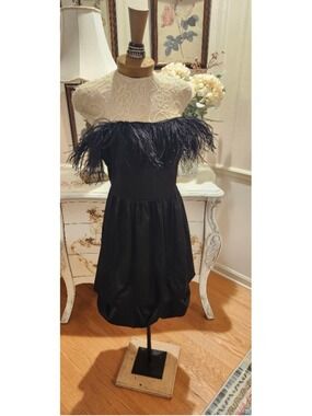 Women's Ruby Rox Black Feather Fantasy Strapless Dress 20